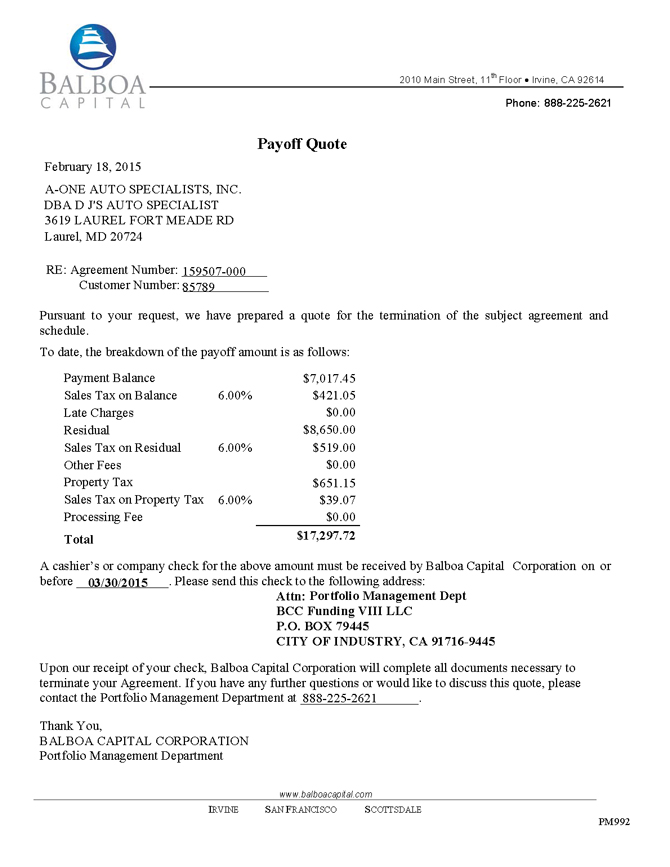 Personal Loan Payoff Letter Sample from leasingnews.org